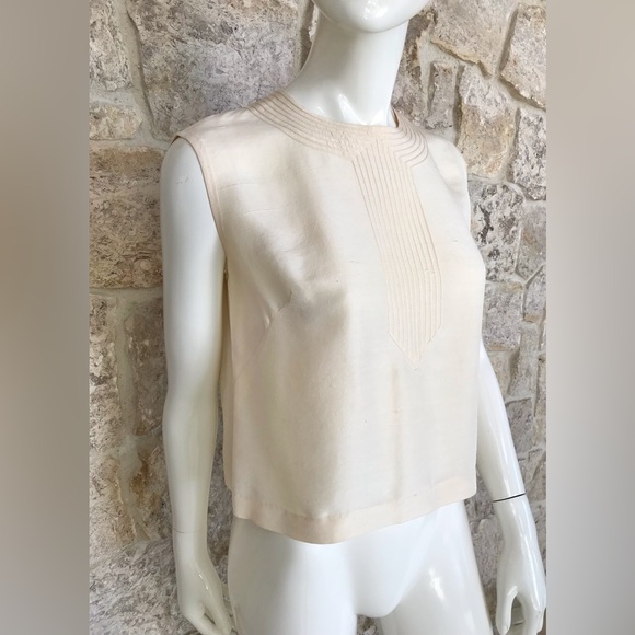 Beautiful Vintage 1950s 1960s Raw Silk Shell Top with Incredible Detailing - Picture 11 of 16